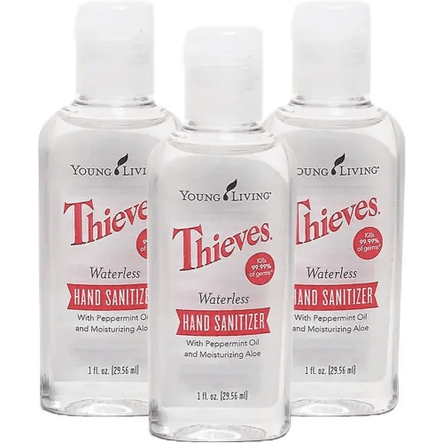 Young Living Thieves Waterless Hand Sanitizer - Convenient 3-Pack for On-The-Go Protection - Powerful Formula - with Soothing Aloe Vera Gel - Travel Size