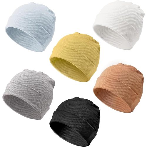 DRESHOW BQUBO 6 Pack Baby Newborn Hats Set for Unisex Infant Newborn Toddler Soft Beanie Hat for Boys Girls 0-24 Months