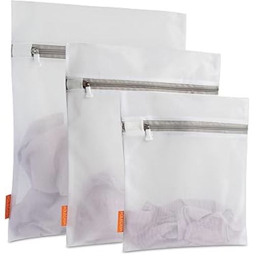 Polecasa 3Pcs Mesh Laundry Bags with Sturdy Zipper, Even Mesh Holes, Variety Sizes for all Your Delicates, Lingerie, Bras, Baby Clothes -Travel Essentials (1 Large, 1 Medium, 1 Small)