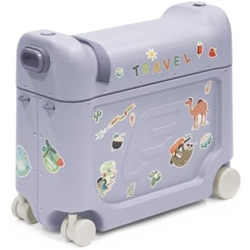 Stokke JetKids BedBox, Arctic Blue - Ride-On Suitcase for Kids 2-7 Years Old (up to 77 lbs) - Transforms Into Bed - Includes Mattress, Decorative Stickers & Adjustable Carrying Strap