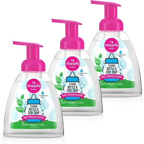 Dapple Foaming Dish Soap, Plant Based, Hypoallergenic for Sensitive Skin, Fragrance Free 13 Fl Oz (Pack of 3)