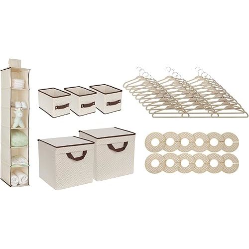 Delta Children Nursery Storage 48 Piece Set - Easy Storage/Organization Solution - Keeps Bedroom, Nursery & Closet Clean, Beige