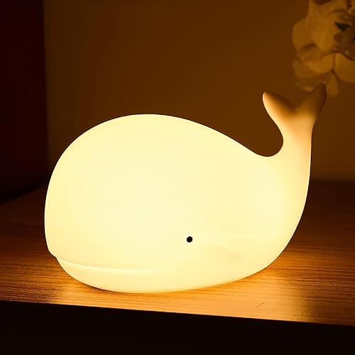 LOVERUIS Cute Night Light for Kids - Nightlight for Children Animal Whale Night Lamp Birthday Halloween Christmas Gift with Color Changing USB Rechargeable for Toddler Baby Bedroom (Whale)