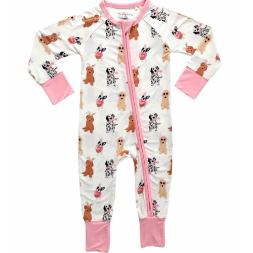 Pink Easter Pups Zipper Romper – In my Jammers