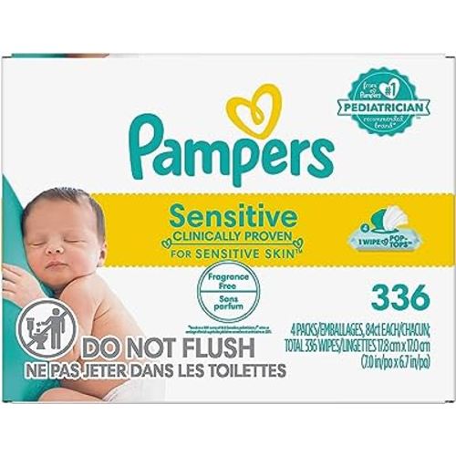 Pampers Sensitive Water Based Hypoallergenic and Unscented Baby Wipes, 504 count (Packaging May Vary)