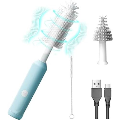 WHNL Rechargeable Electric Bottle Brush Cleaner Set with 3 Piece Silicone  Baby Bottle Brush Cleaner and Straw Cleaner Brush,BPA