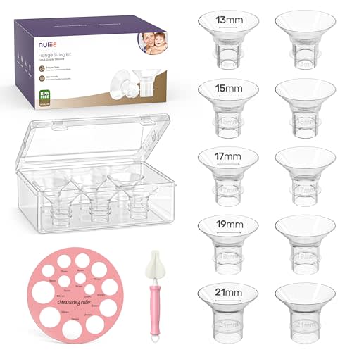 Nuliie 10PCS Flange Sizing kit 13/15/17/19/21mm for 24mm Flange/Shield of Most Pumps, BPA-Free Flange Inserts, Compatible with Momcozy/Elvie/Spectra/Bellababy/TSRETE/Nuliie Breast Pumps