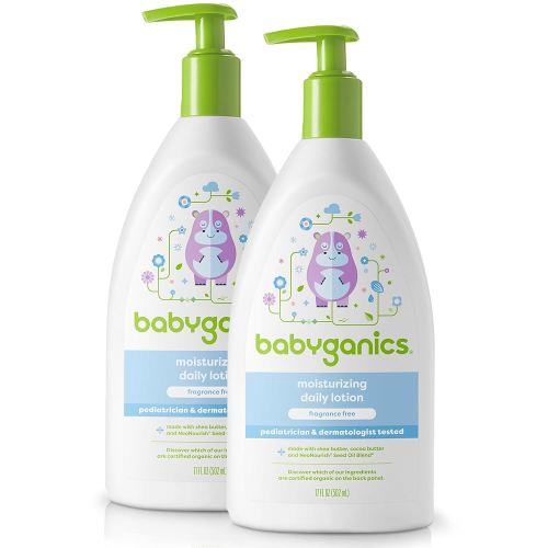 Babyganics Daily Lotion, Fragrance Free, Non-Allergenic, 17 Fl Oz (Pack of 2), Packaging May Vary