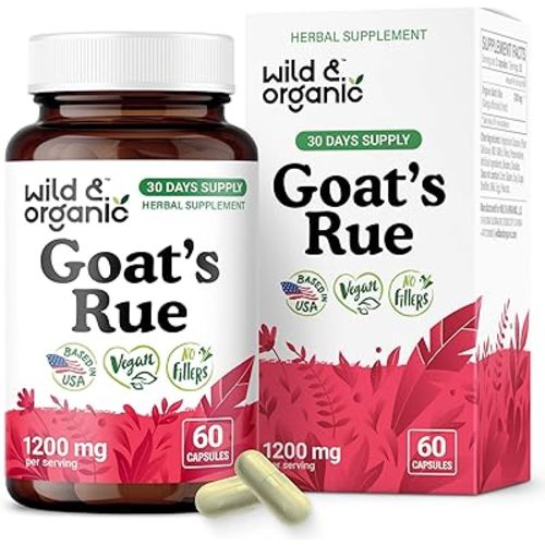 Wild & Organic Goats Rue Capsules 1200 mg - Lactation Supplement with Goat's Rue Herb - 60 Vegan Capsules for Breastfeeding Support - 30 Days Supply - No Fillers, Non-GMO