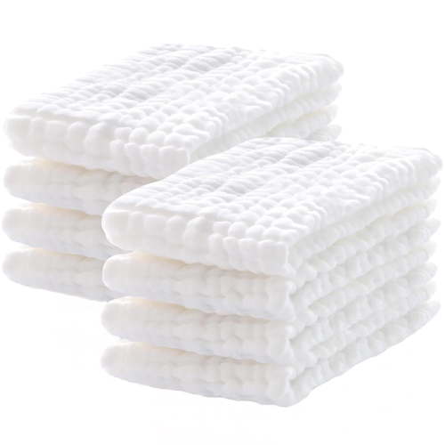 ROXANEPIG 8 Pack Muslin Burp Cloths for Baby, 100% Organic Cotton Baby Washcloths for Boys Girls Large 20''X10'' Super Soft and Absorbent