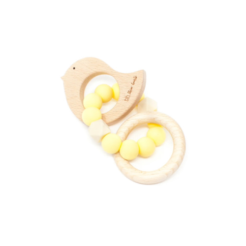 Dove Rattle - BPA Free Silicone & Beech Wood – Three Hearts Modern Teething Accessories