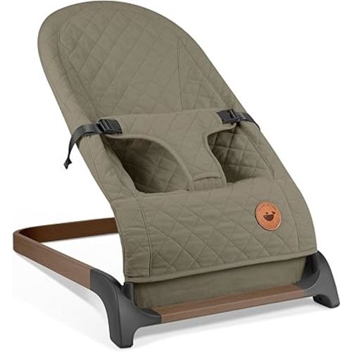 ANGELBLISS Baby Bouncer, Portable Bouncer Seat for Babies, Infants Bouncy Seat with Mesh Fabric, Natural Vibrations (Green)
