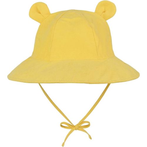 Zando Baby Toddler Sun Bucket Hats Wide Brim Beach Hats Infants Girls Cap Sun Protection Summer Kid Hat - 0-6 Months - Lemon Yellow
