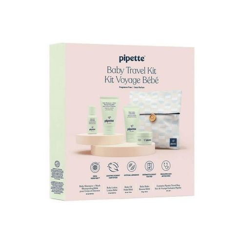 Pipette 5-Piece Baby Travel Set (Shampoo & Wash, Lotion, Balm, Oil, and Travel Pouch)