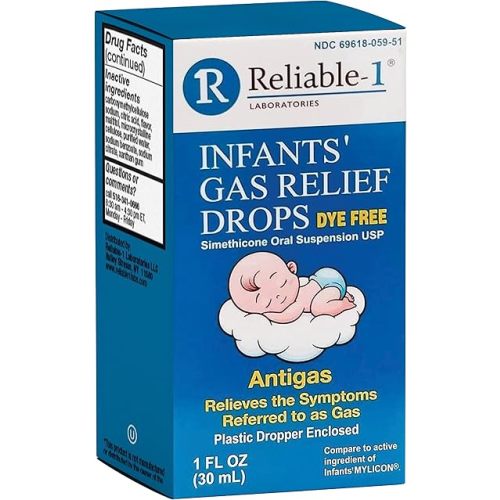 Reliable-1 Laboratories Infants Gas Relief Drops Stomach Relief Gas Drops for Babies, Infants and Toddlers | Simethicone Baby Gas Relief | Safe for Newborns, Dye Free Formula | 1 Fl Oz