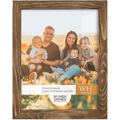 Renditions Gallery 8x10 inch Picture Frame Walnut Wood Grain Frame, High-end Modern Style, Made of Solid Wood and High Definition Glass for Wall and Tabletop Photo Display