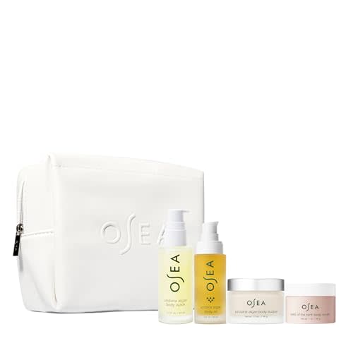 OSEA Bodycare Bestsellers Skincare Set - 4-piece Body Travel Set - Vegan Leather Pouch