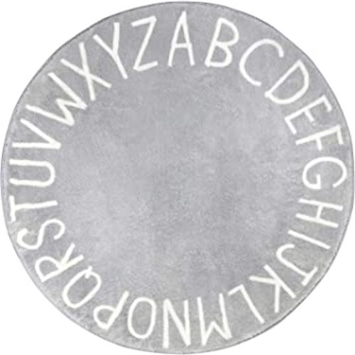 Topotdor Round Kids Play Rug Alphabet Nursery Area Rug Extra Large Soft Crawling Play Mat for Children Toddlers Bedroom (71 inch, Grey)