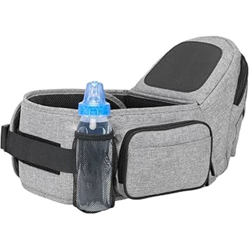Tushbaby Ergonomic Hip Seat Carrier- for Babies and Toddlers 0-3yrs, Safety Approved, Structured Support, Convenient Pockets, Feeding Aid, Durable YKK Zippers, Foam-Free Build, (Grey)