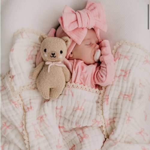 Gauze Lace Blanket | Pink Bows – Little and Fern