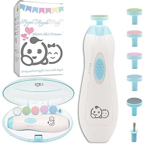 Baby Nail Trimmer 6 in 1, Royal Angels Baby Electric Nail File, Baby Grooming Kit Manicure Set for Toddler and Adults, Newborn Toddler Toes & Fingernails Nail Care Kit (Babyblue)