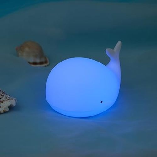 ZKLiLi Children's Night Light Cute Whale Light, 16 Colors+Touchable+Silicone Children's Night Light, USB Rechargeable Whale Night Light for Children's Room, Girl's Birthday and Easter Gift (Whale)
