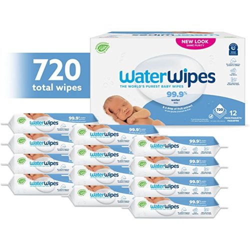 WaterWipes Biodegradable Original Baby Wipes, 99.9% Water Based Wipes, Unscented & Hypoallergenic for Sensitive Skin, 720 Count (12 packs), Packaging May Vary - 60 Count (Pack of 12)