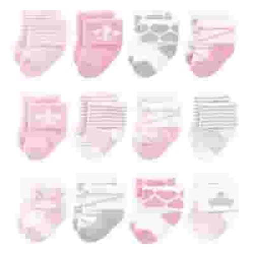 Hudson Baby Infant Girls Cotton Rich Newborn and Terry Socks, Royal 12-Pack, 6-12 Months