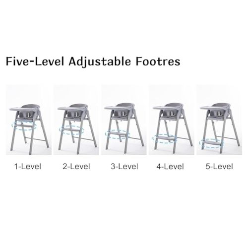 Convertible High Chairs for Babies & Toddlers. 5-in-1 Adjustable High Chair with Removable Tray, Easy to Clean, Portable. 6 Months up to 240 Lb.Gray Cushion