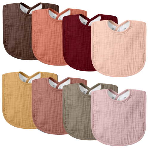 Muslin Baby Drool Bibs 8Pack Soft Square Adjustable Baby Bandana Bibs for Unisex Girls & Boys
