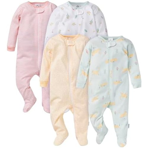 Gerber Baby Girls' 4 Pack Sleep 'N Play Footie