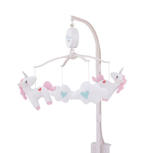Little Love by NoJo Rainbow Unicorn Aqua and White Musical Mobile with Unicorns and Clouds & Reviews | Wayfair