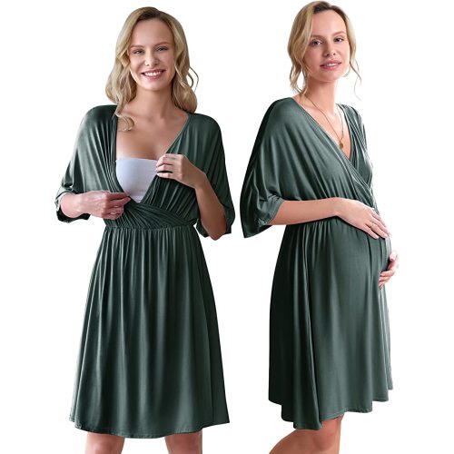 Ekouaer 3 in 1 Labor/Delivery/Hospital Gown Maternity Dress Nursing Nightgown Sleepwear for Breastfeeding S-XXL