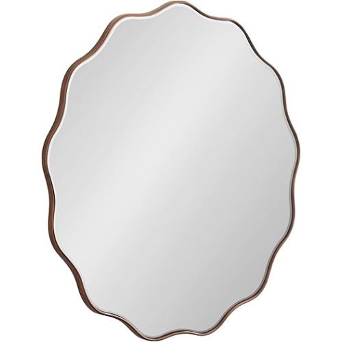 Kate and Laurel Viona Modern Scalloped Round Mirror; 32 Inch Diameter; Bronze; Decorative Circle Bathroom Mirror for Over Sink with Unique Rippled Edge for Wavy Wall Decor Accent