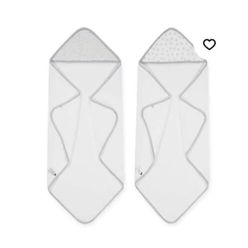 Just Born® Pom Pom 2-Pack Hooded Towels in Grey/White | Bundle of Joy