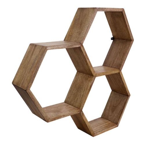 Mango Wood Honeycomb Wall Shelf