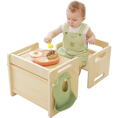 Montessori Weaning Table and Chair Set - Adjustable Design for Toddlers, Ideal for Mealtime, Learning, and Play