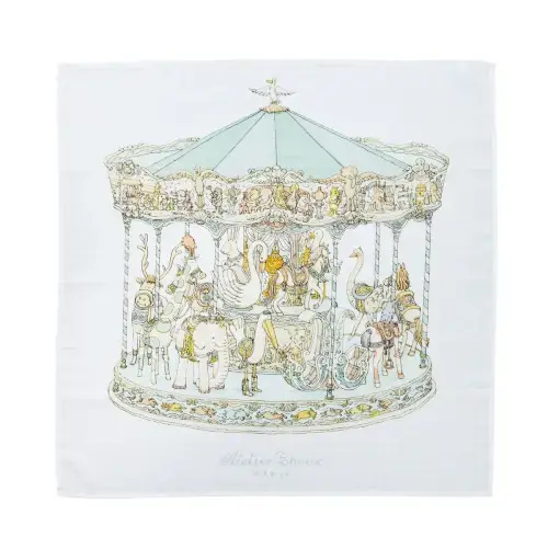 Atelier Choux Carré Swaddle– Green Carousel | Caitlin Wilson