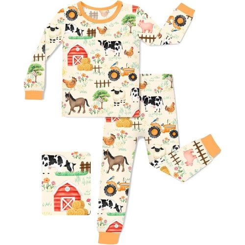 Bamboo Viscose Toddler Pajamas Boys Girls Baby 12M-8Y Pjs Sets Kids 2pcs Long-Sleeve Snug fit Sleepwear
