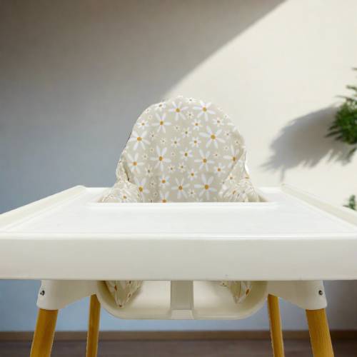 Cream Daisy IKEA High Chair Cushion Cover | Wipeable Floral Antilop Insert | Baby Feeding Pillow | Spring Weaning Gift Idea