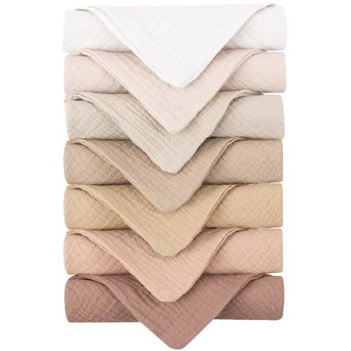 Konssy 7-Pack Soft Cotton Face Wash Cloths, Reusable Absorbent Washcloths for Sensitive Skin, Facial Makeup Remover Towels for Women (11 x 11 Inch)