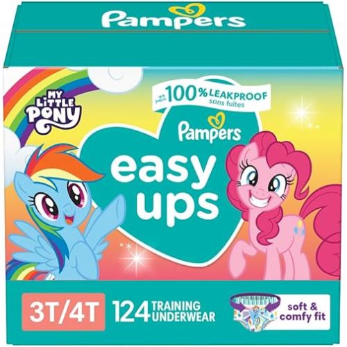 Pampers Training Pants - Easy Ups Girls & Boys - Size 3T-4T, 124 Count, My Little Pony Potty Underwear (Packaging May Vary)