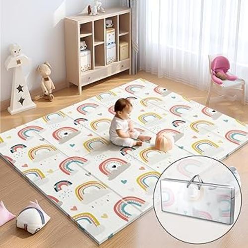 Foldable Baby Play Mat for Floor, 79x71 Extra Large Play Mat, Kids Non Toxic Foam Thick Play Mat for Baby, Waterproof & Anti-Slip Baby Crawling Mat, Folding Play Mats for Babies and Toddlers