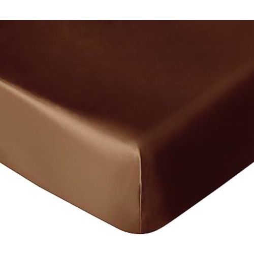 NTBAY Silk Satin Fitted Crib Sheet, Super Soft and Silky 28x52 Crib Sheet for Standard Crib and Toddler Mattresses, Boys, Girls, Unisex, Brown, 28x52 Inches