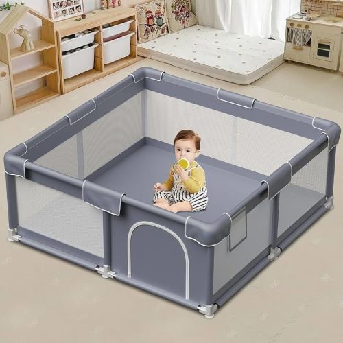 Baby Playpen 50x50 Inch, Playpen for Babies and Toddlers Baby Playpen Fence Playard Activity Center, Without MAT Included