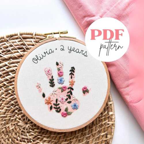 Handprint Keepsake Embroidery PDF Pattern, Kids Handprint Printable Craft for Mothers Day, Meaningful Mothers Day Gift, DIY Mom Birthday