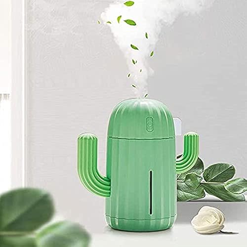 Mini Humidifier Single Room Humidifiers with Night Light Portable Cactus Air humidifier for for Yoga, Office, spa, Bedroom,Baby Room,Silica Gel Diffuser for tap Water only(Green)