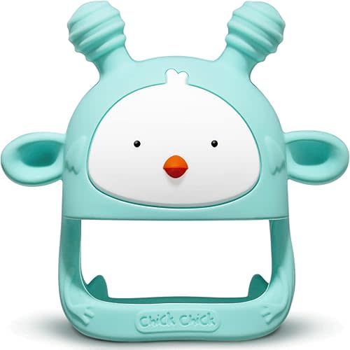 COZYPANDA Never Drop Baby Teether for Babies 0-6 Months, Silicone, Infant Pacifier, Baby Chew Toys for Teething Relief, BPA Free(Green)