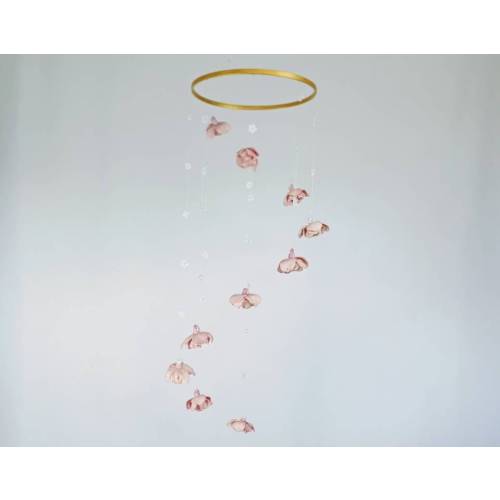 Pink Baby Girl Mobile - Blush Floral Nursery Decor - Sola Flower Infant Decoration - Rose Theme - Crib Hoop Hanging - Cot Mobile
