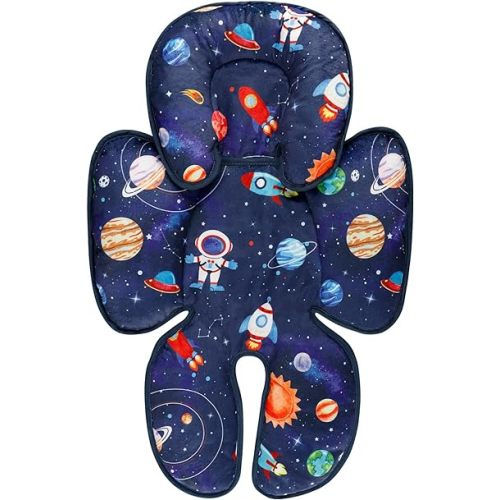 SWESEN Baby Car Seat Head & Body Support, Infant Carseat Insert, Newborn Headrest Cushion for Strollers, Bouncers, Swing, Space Planet